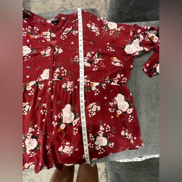 Torrid Burgundy Floral Babydoll Tunic - Size 5 - Picture 8 of 10